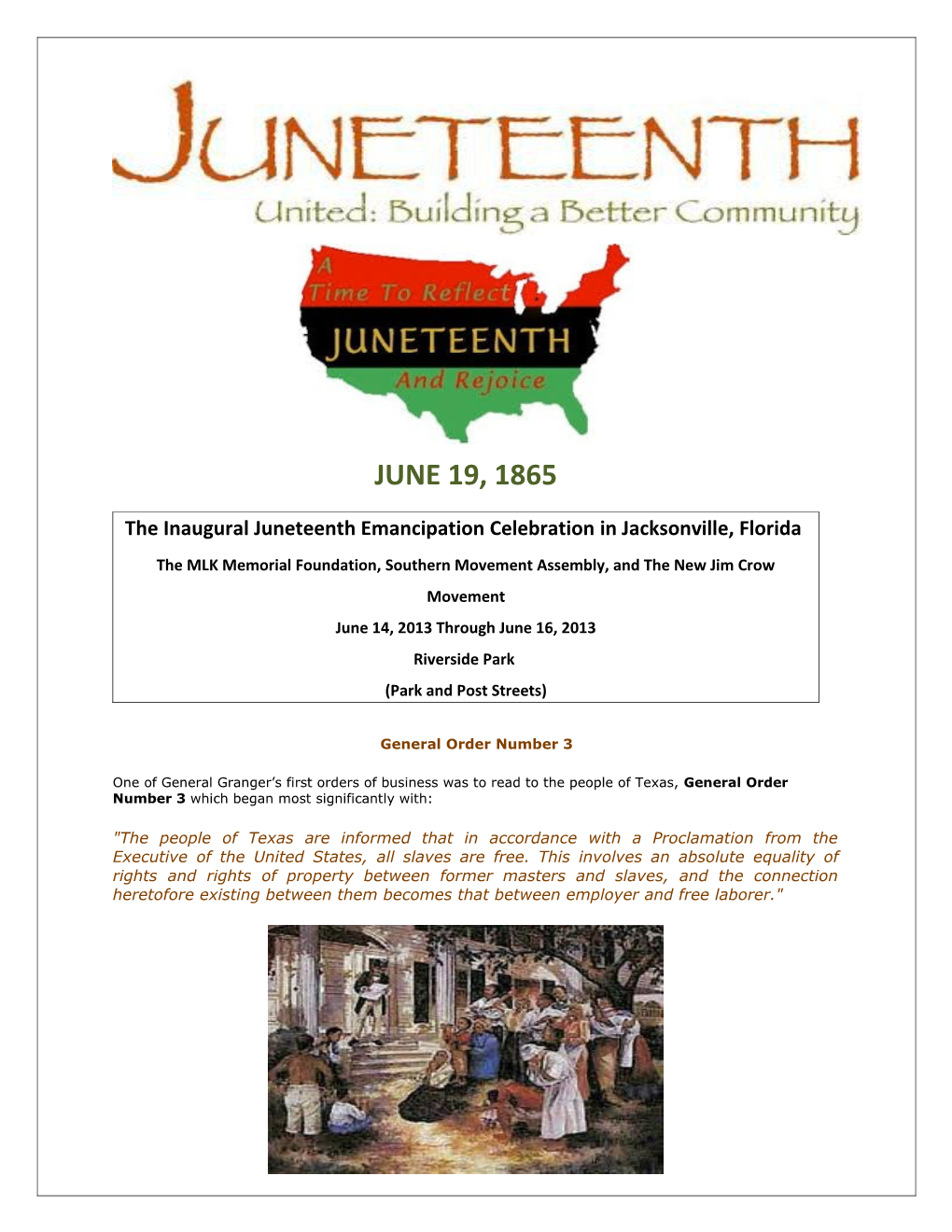 The Inaugural Juneteenth Emancipation Celebration in Jacksonville, Florida