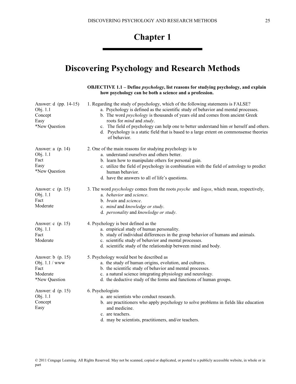 Discovering Psychology and Research Methods