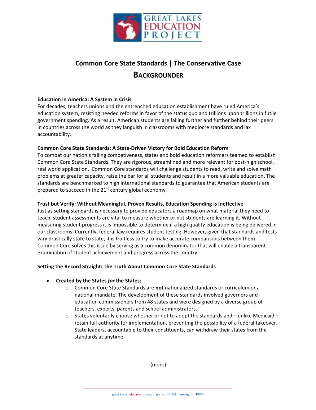 Common Core State Standards the Conservative Case
