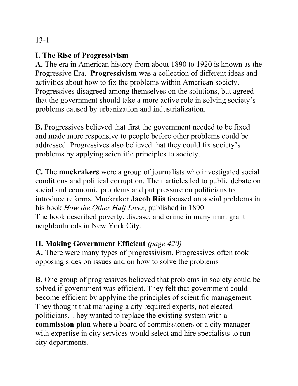 I. the Rise of Progressivism