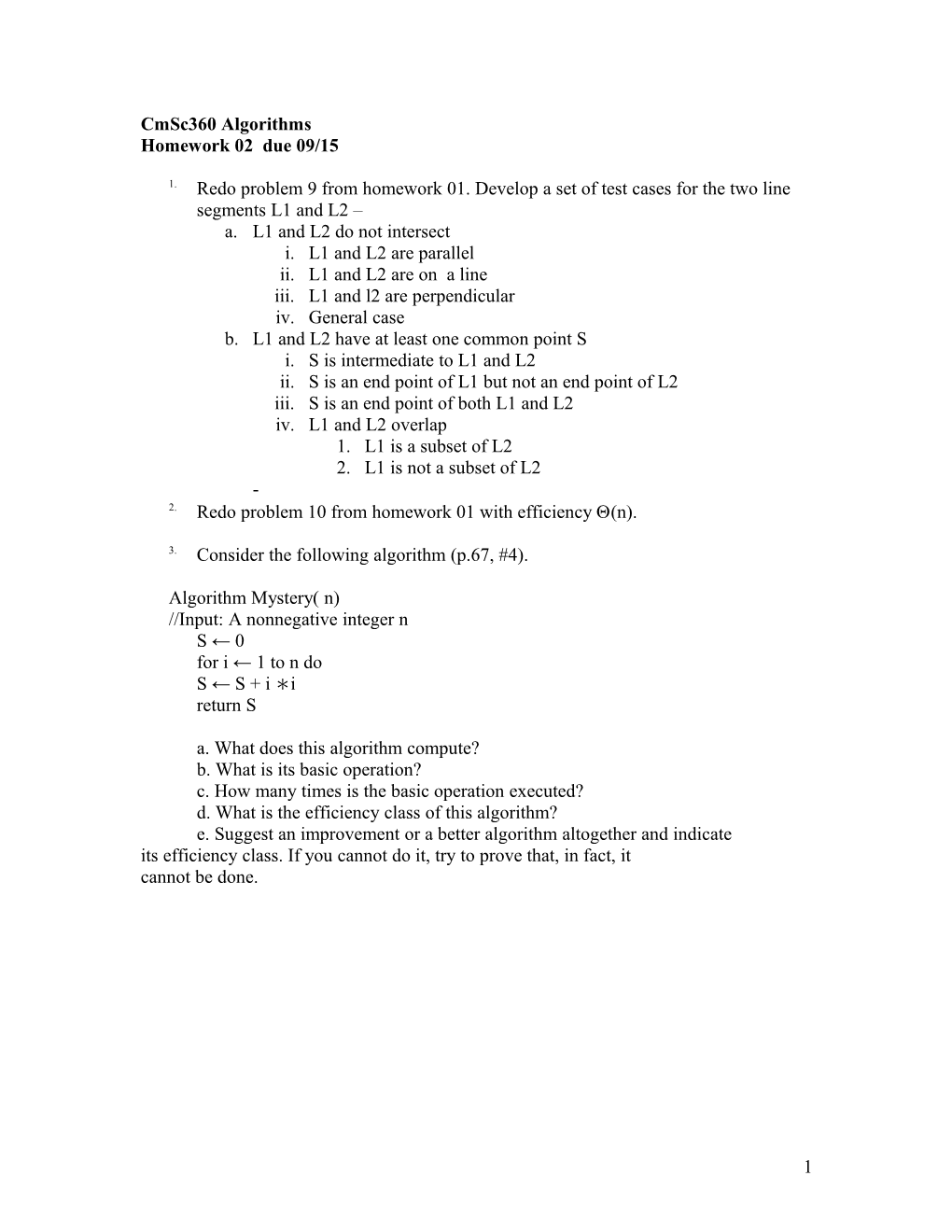Redo Problem 9 from Homework 01. Develop a Set of Test Cases for the Two Line Segments