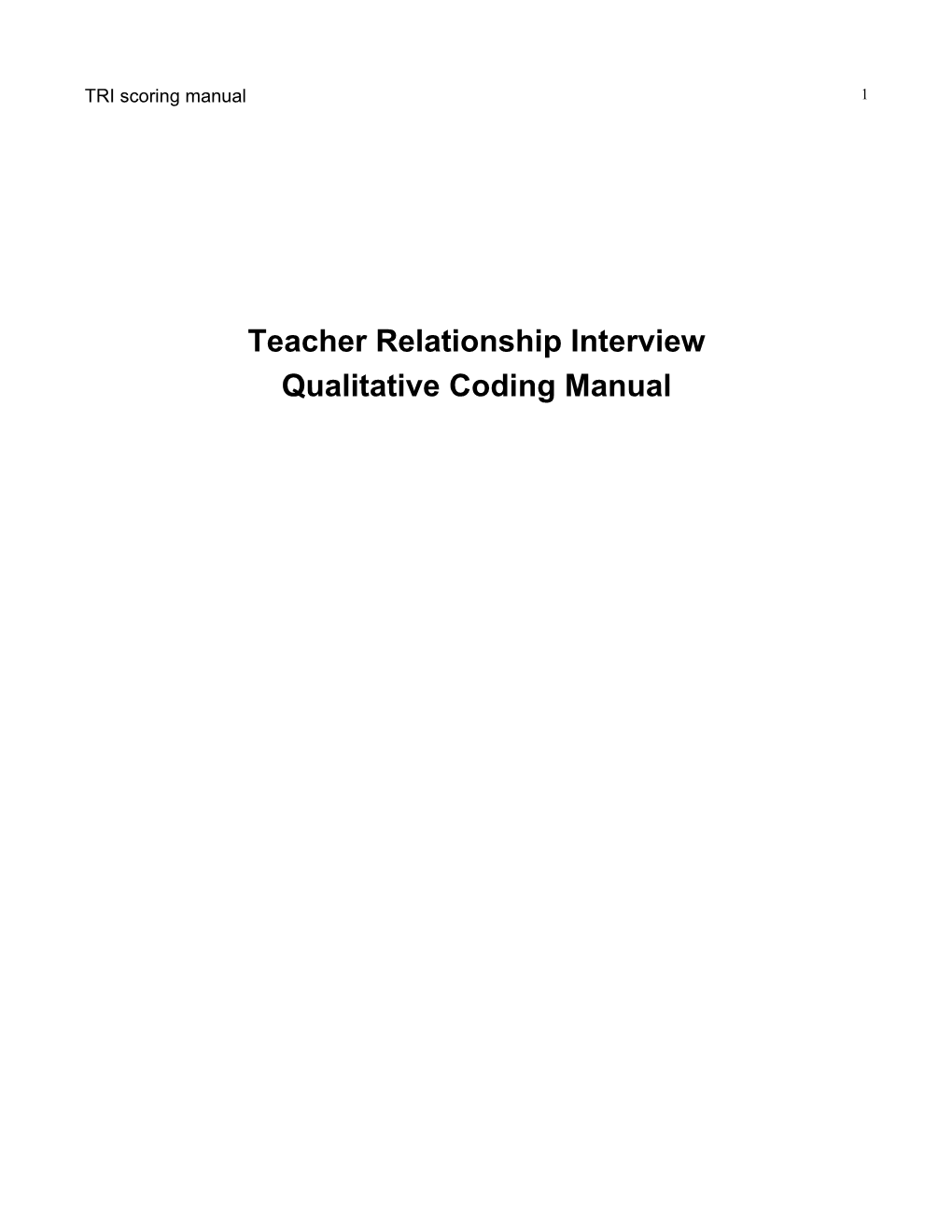 Teacher Relationship Interview Coding Manual