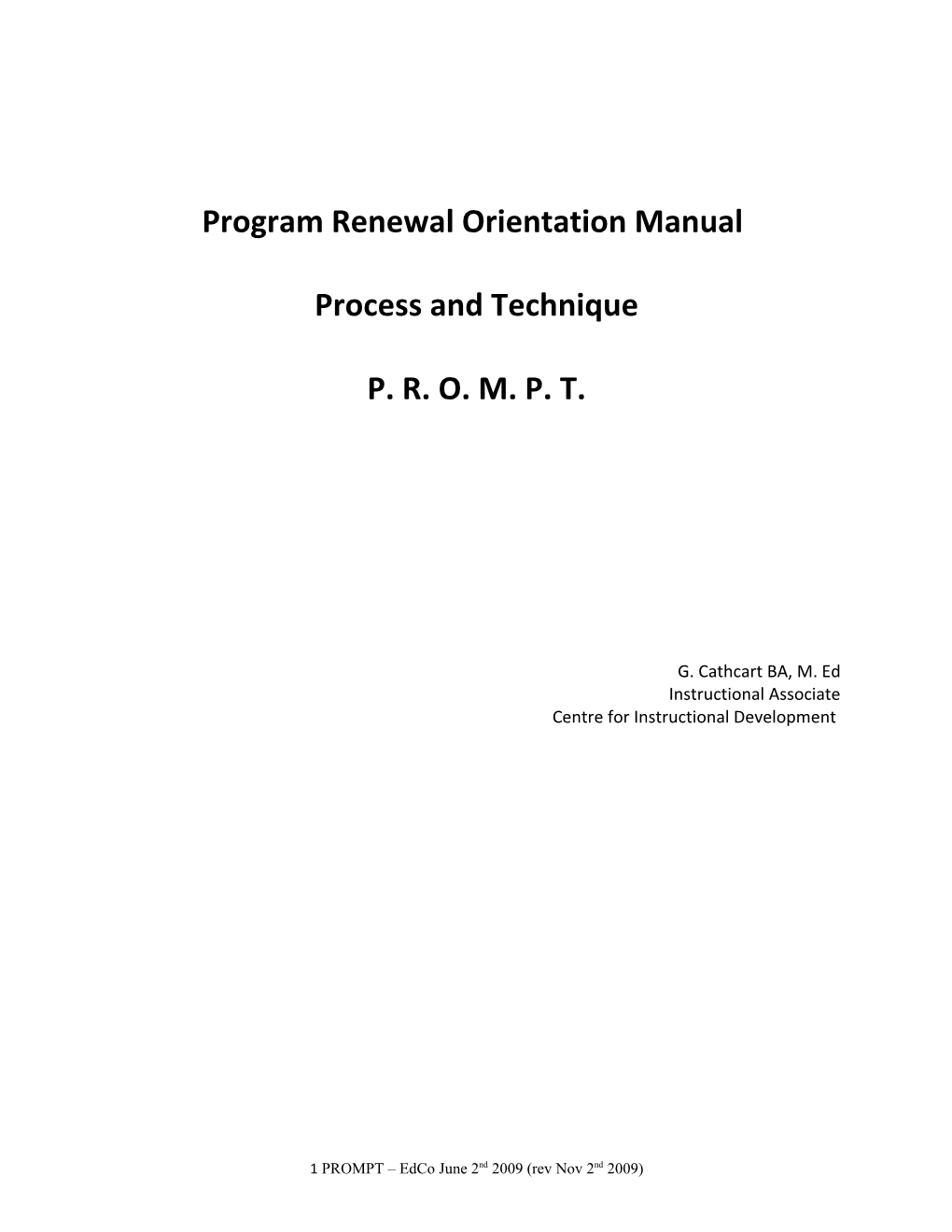 Program Renewal Orientation Manual