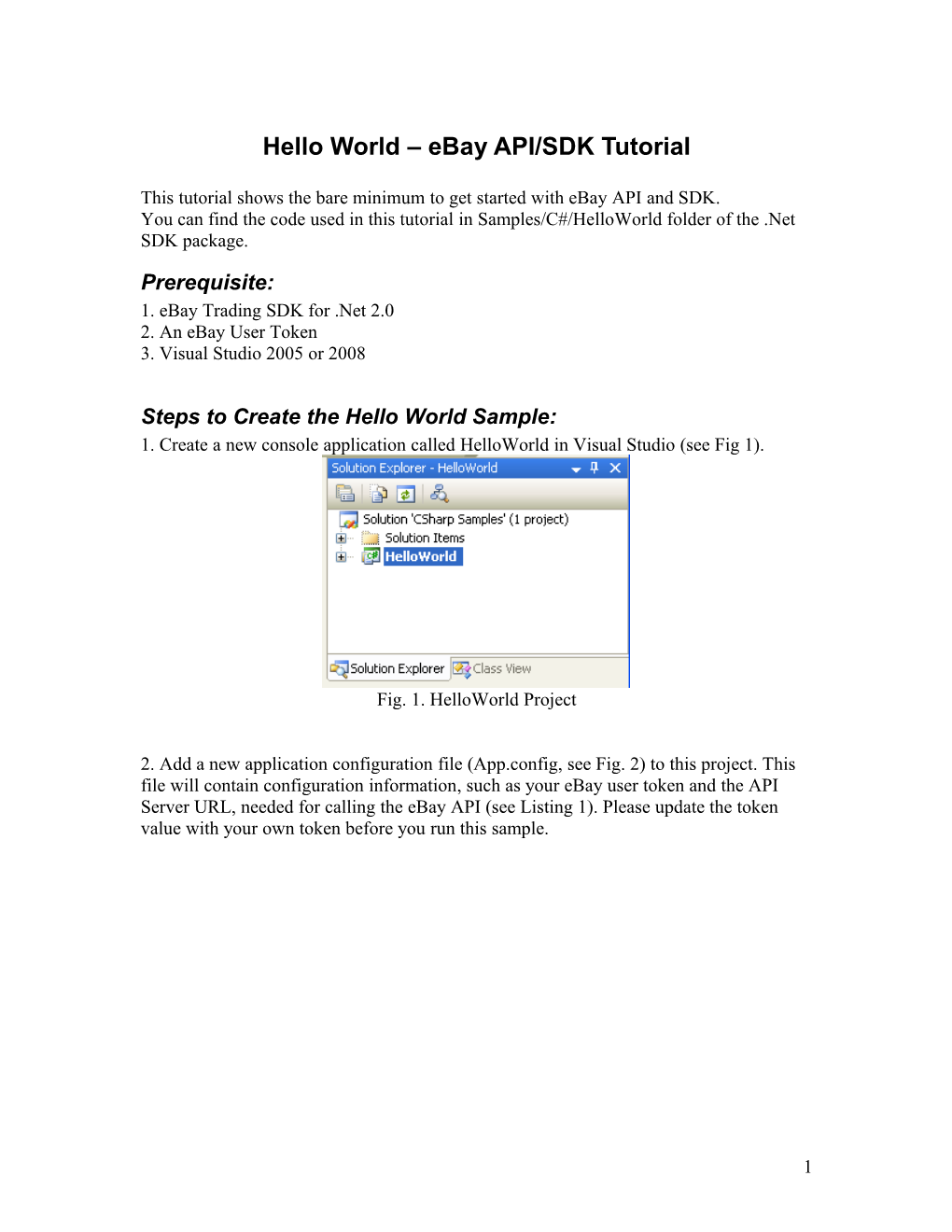 Hello World Ebay API/SDK Tutorial