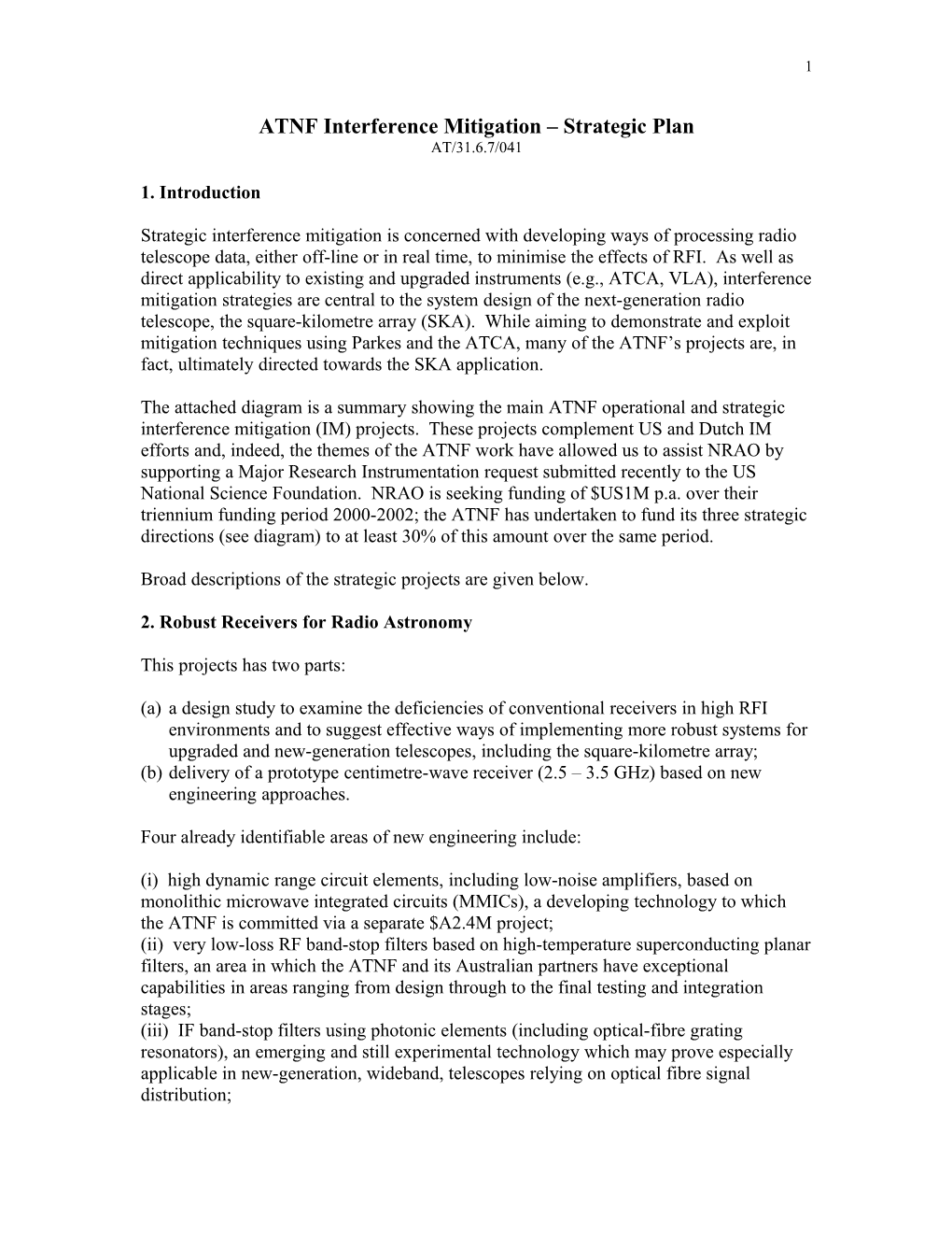 ATNF Interference Mitigation Strategic