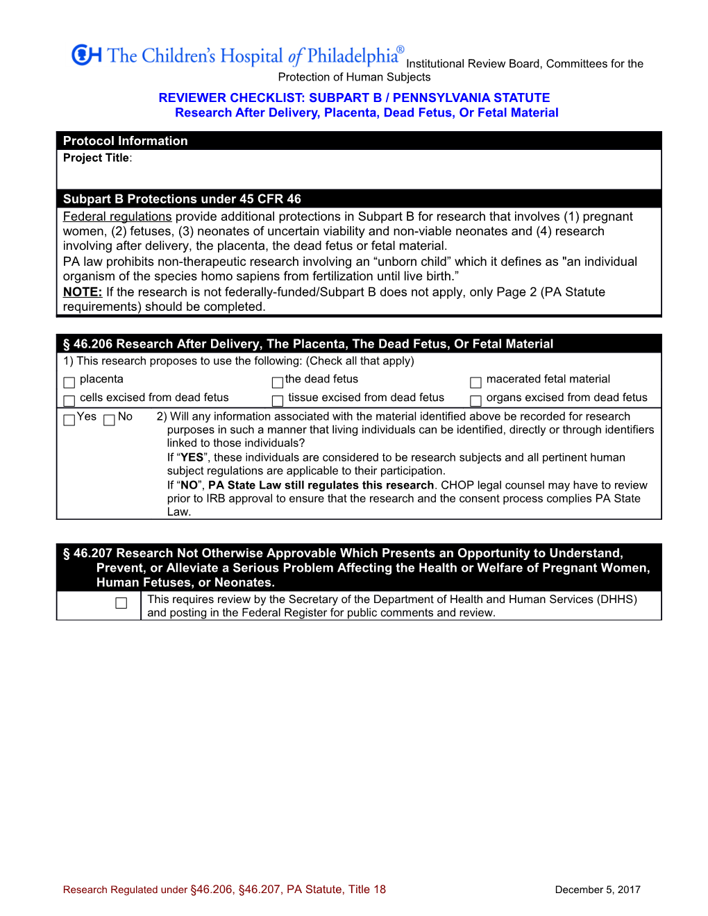 Subpart B Protections Under 45 CFR 46