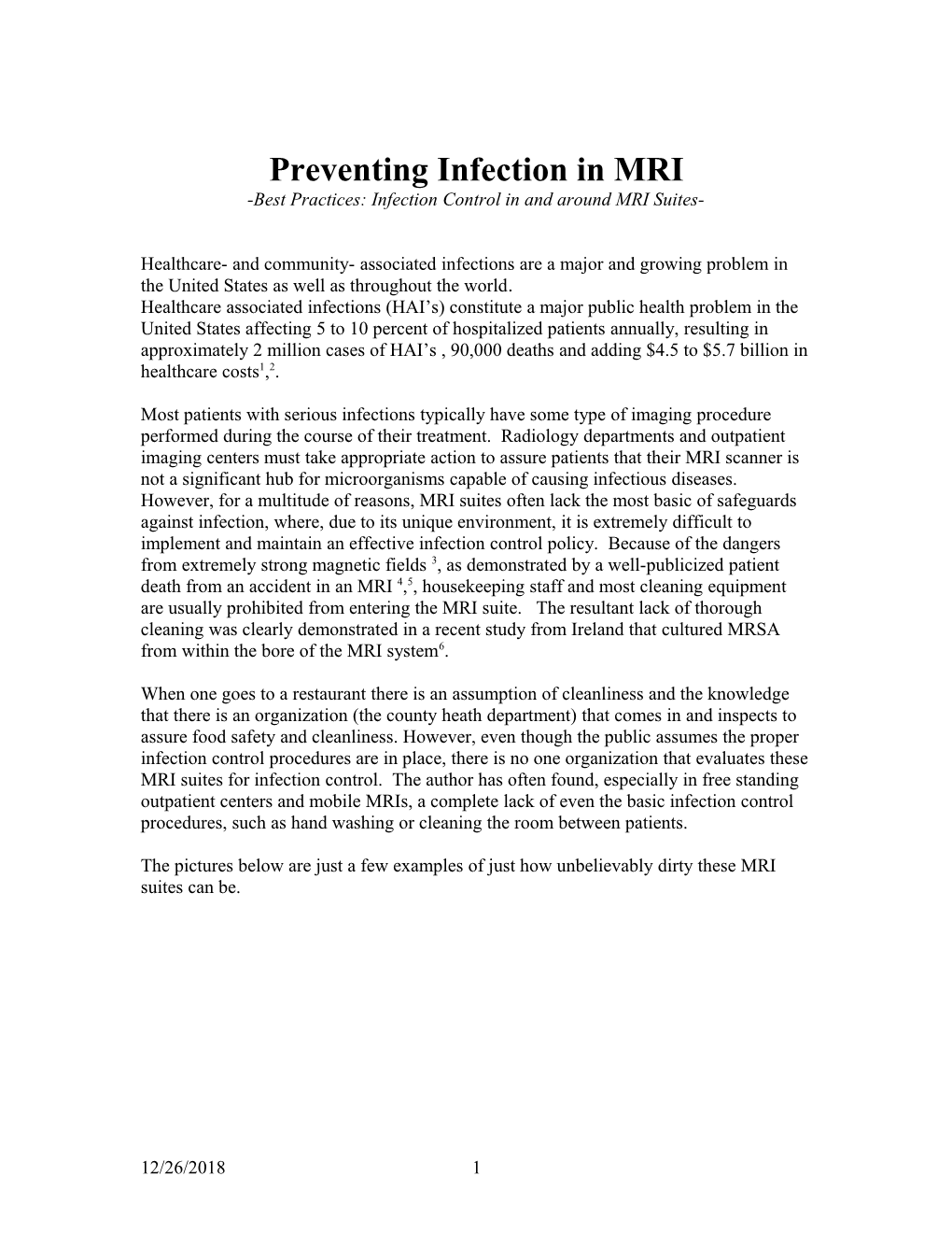 Preventing Infection in MRI