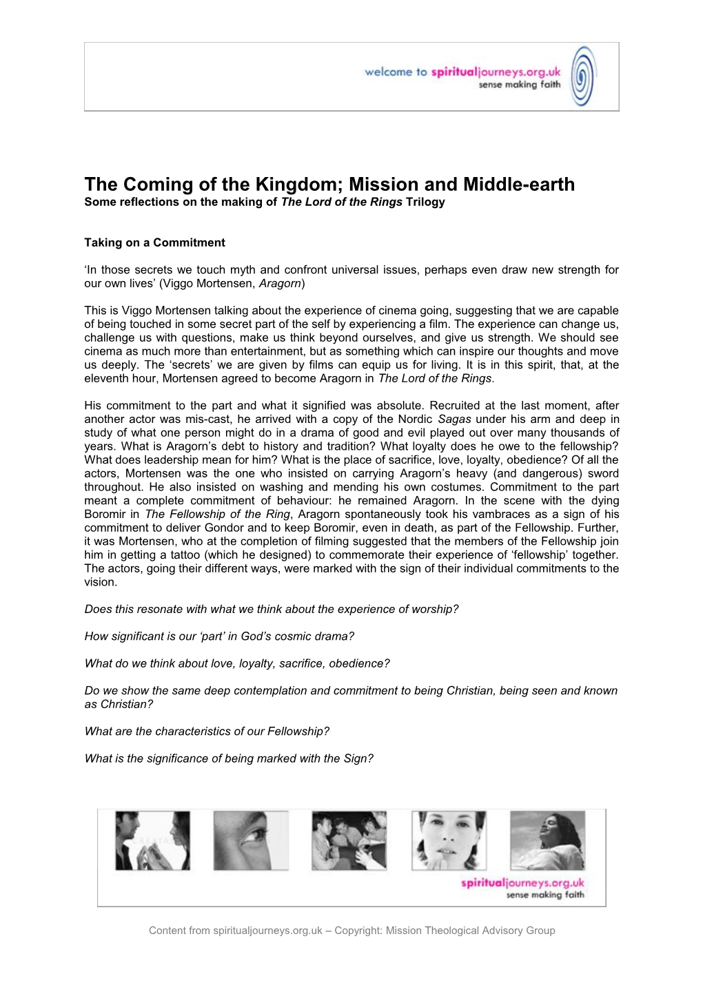 The Coming of the Kingdom; Mission and Middle-Earth