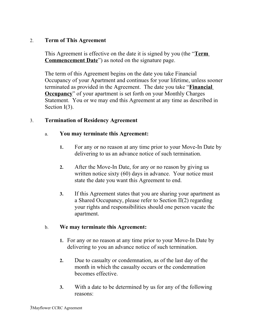 Residency and Services Agreement