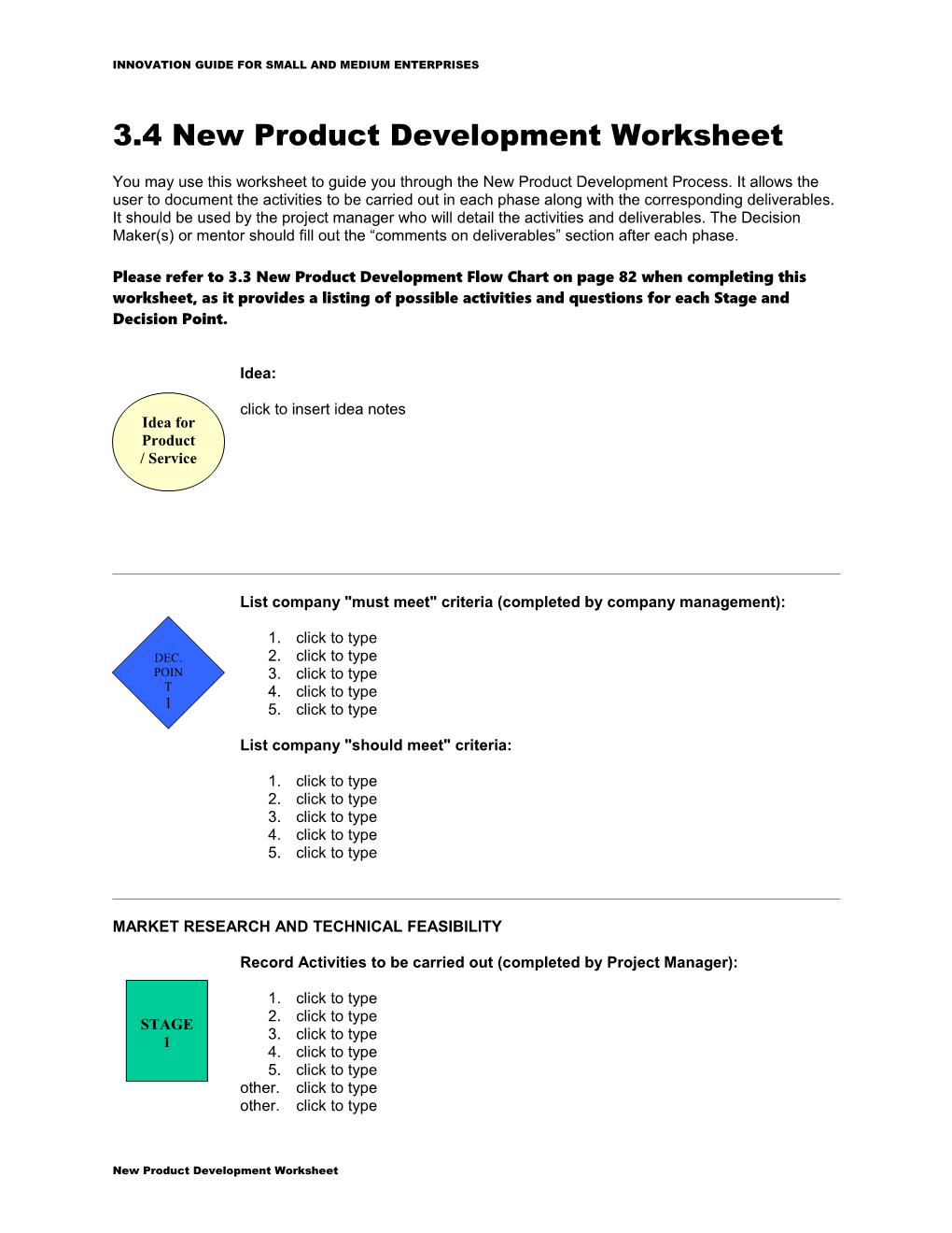 New Product Development Worksheet