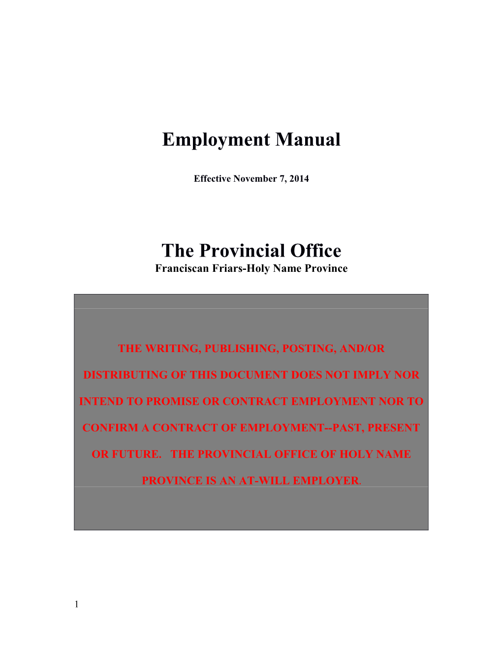 Employee Personnel Policy
