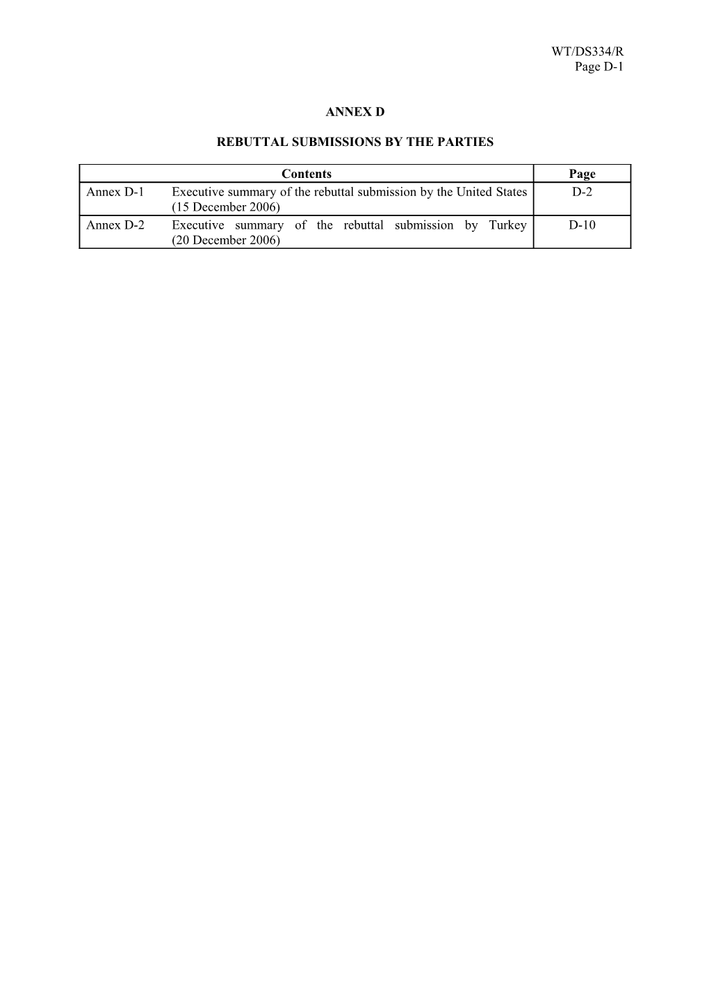 Rebuttal Submissions by the Parties