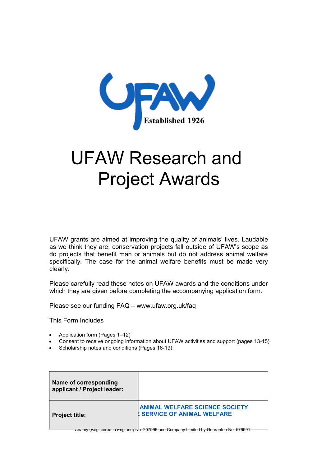 UFAW Research And