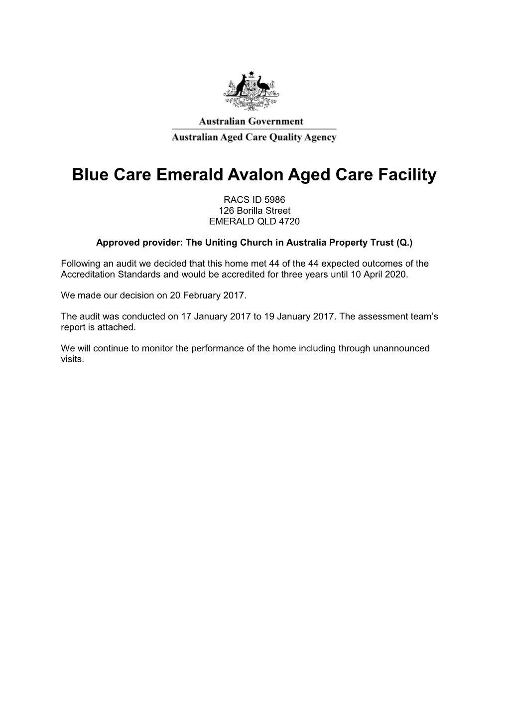 Blue Care Emerald Avalon Aged Care Facility