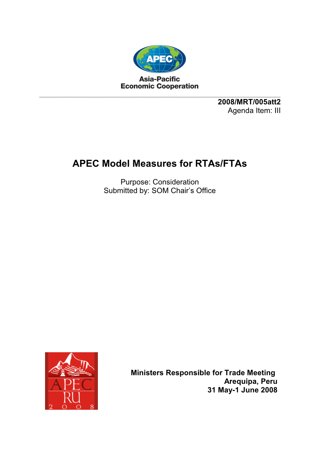 APEC Model Measures for Rtas/Ftas