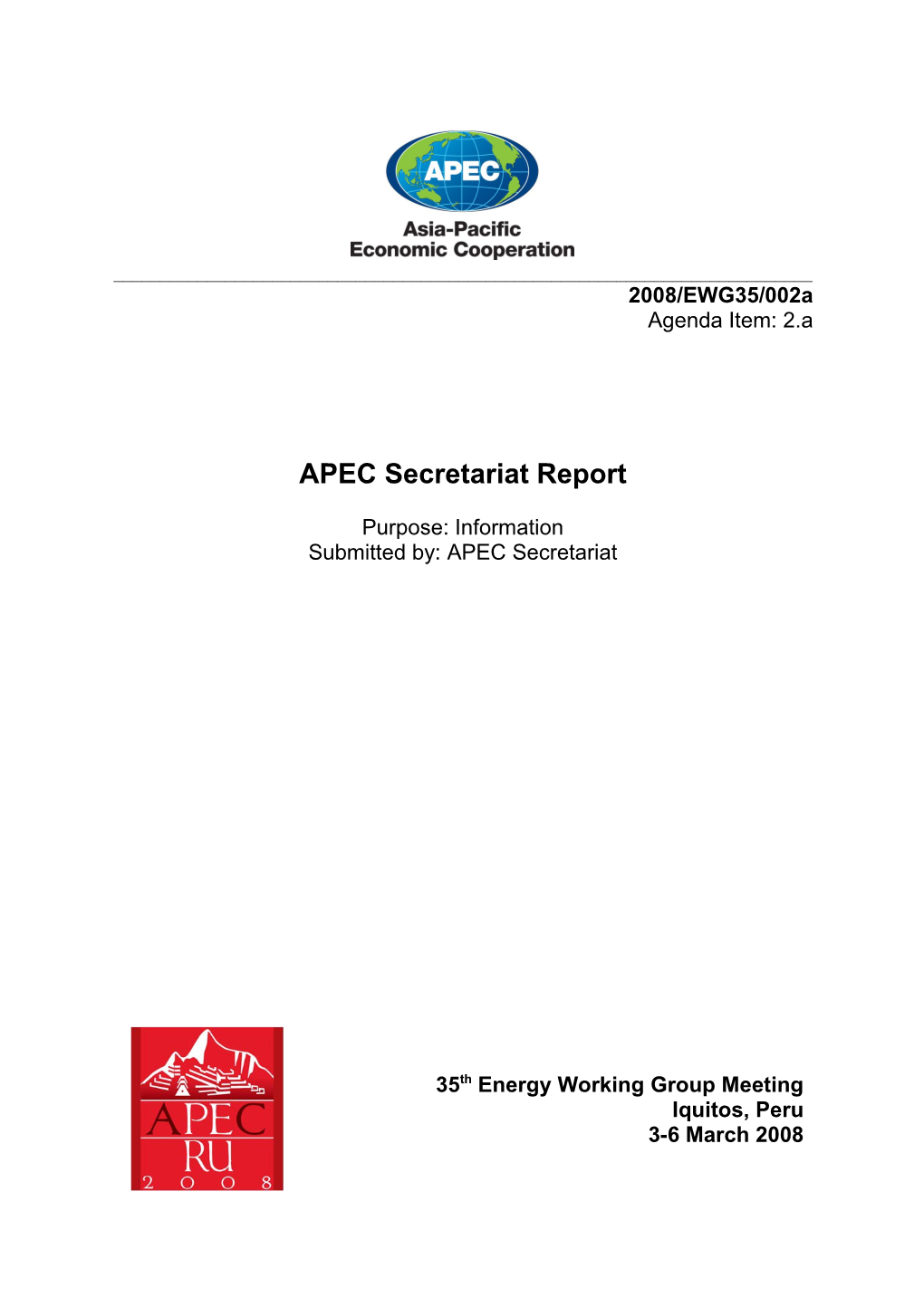 APEC Secretariat Report on APEC Development