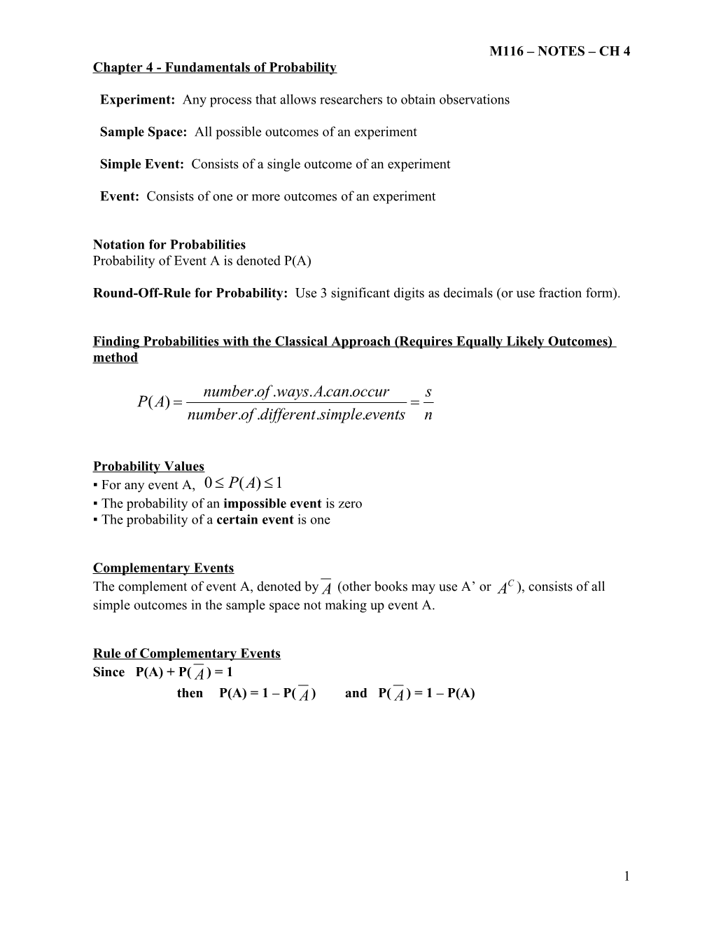 Chapter 4 - Fundamentals of Probability