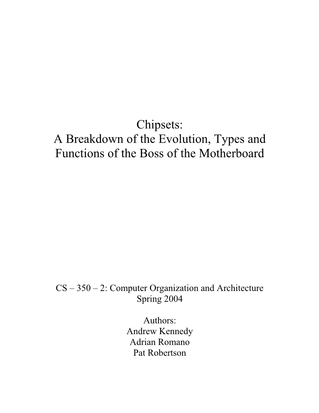 CS 350 2: Computer Organization and Architecture