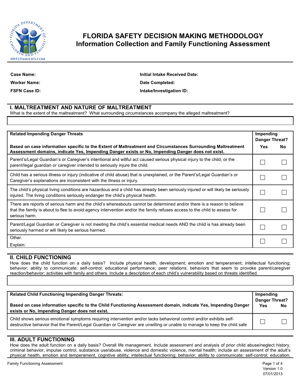 Florida Safety Decision Making Framework