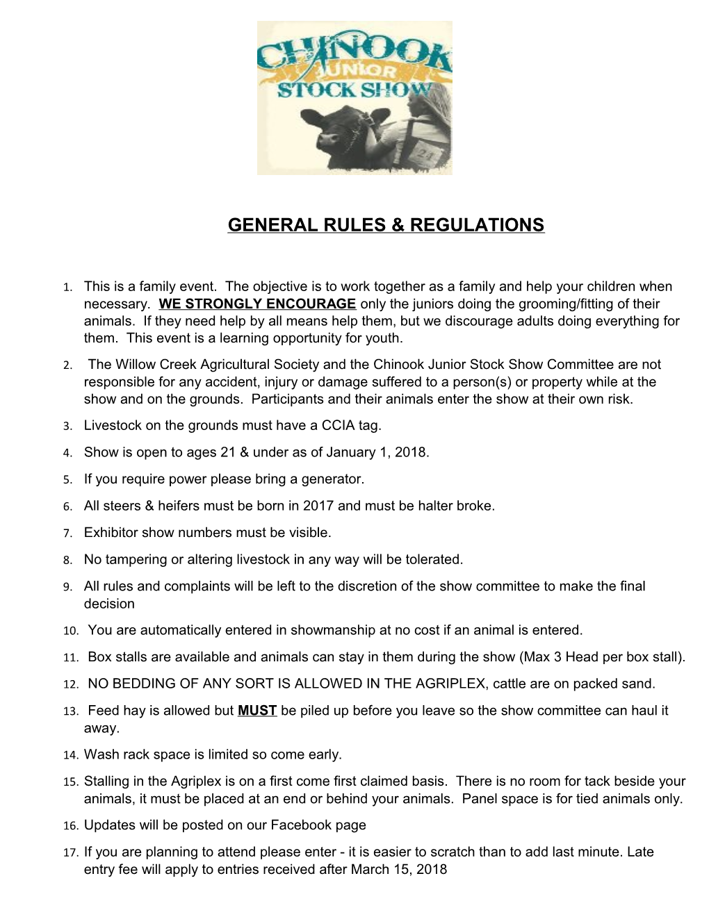 General Rules & Regulations