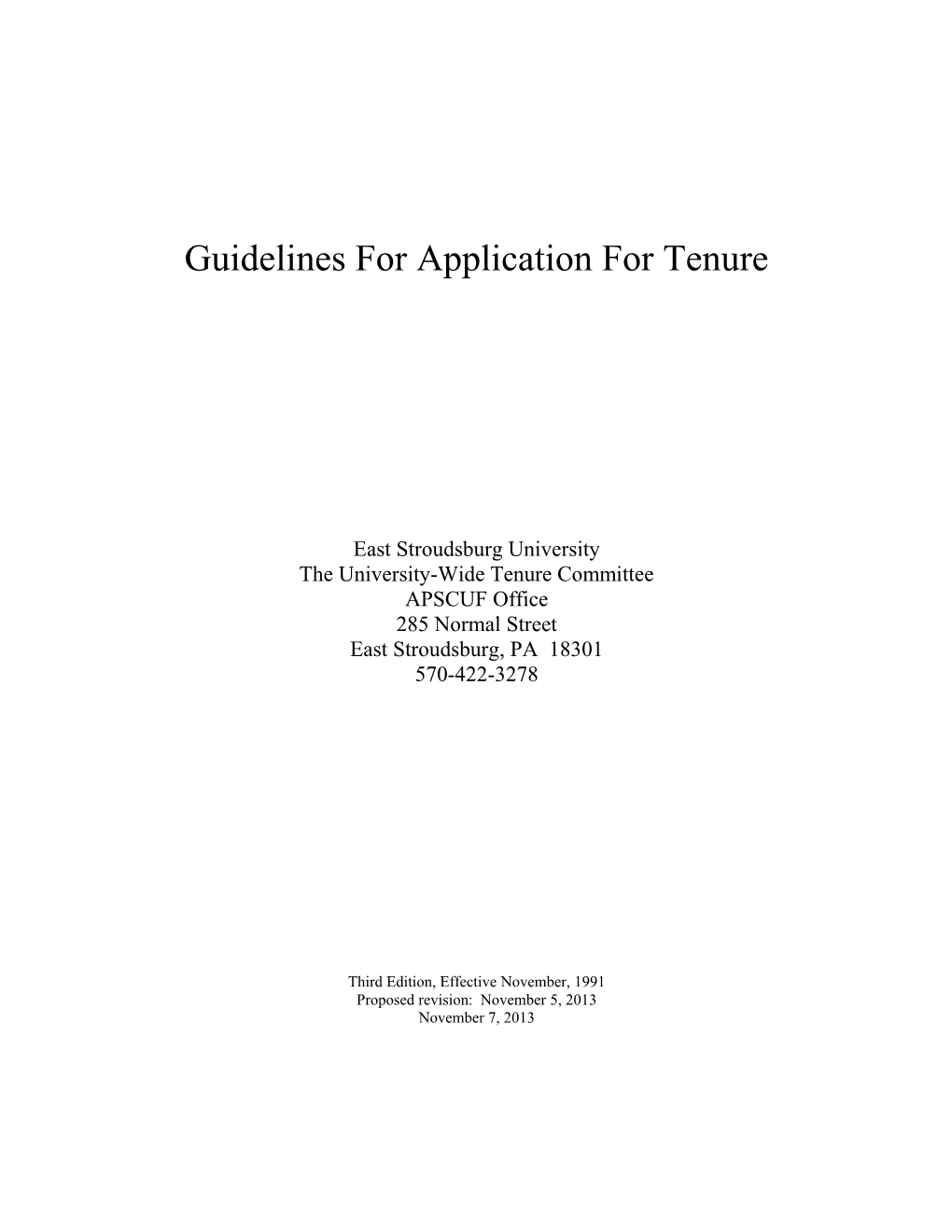 Guidelines for Application for Tenure