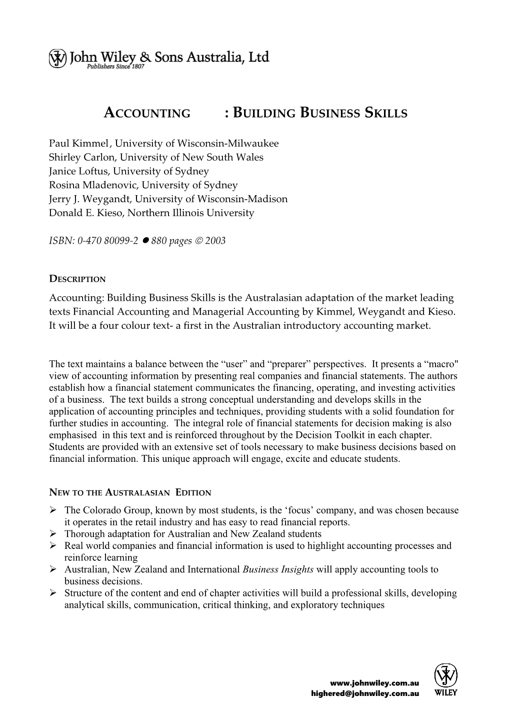 Accounting : Building Business Skills