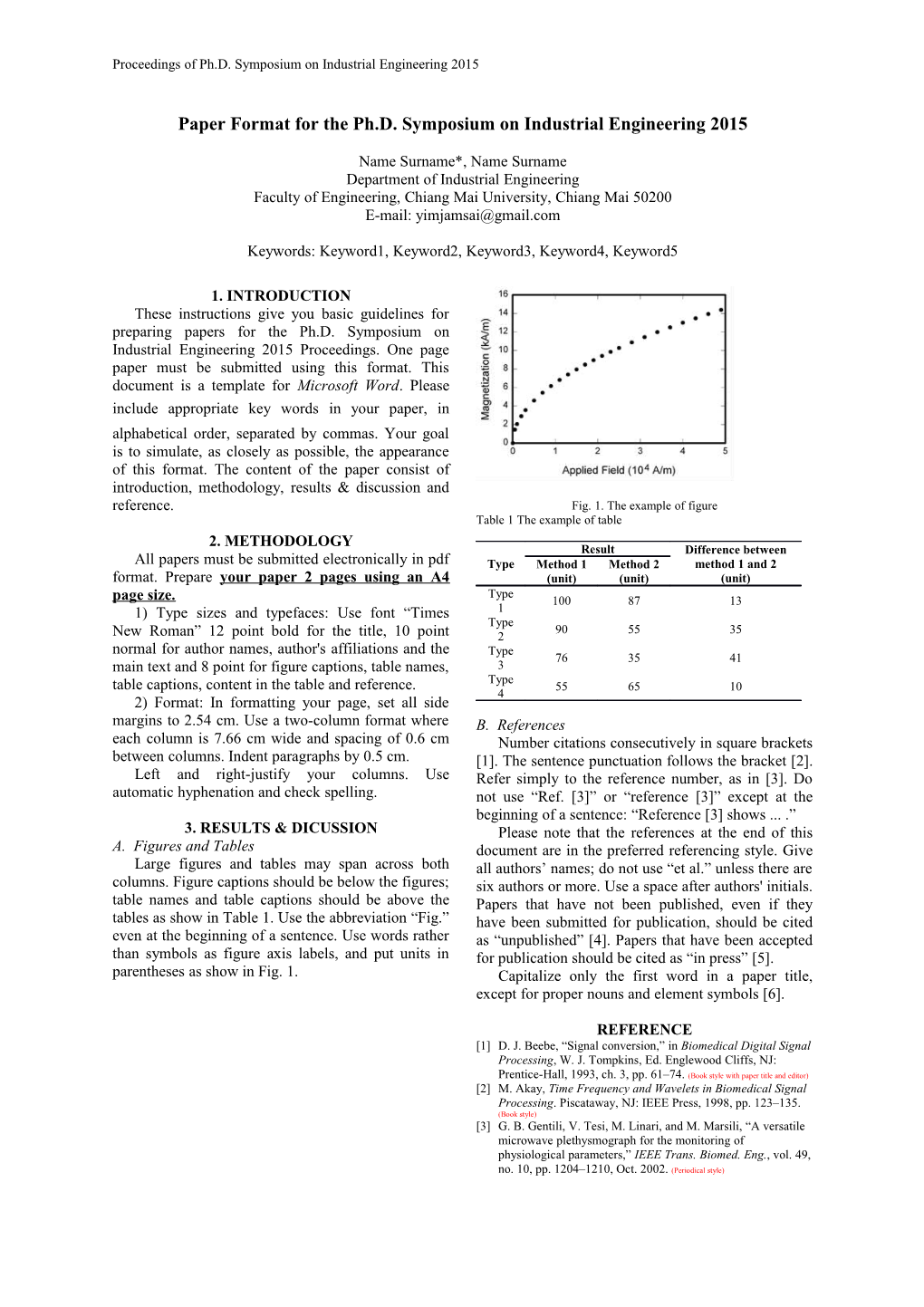 Paper Format for the Ph.D. Symposium on Industrial Engineering 2015