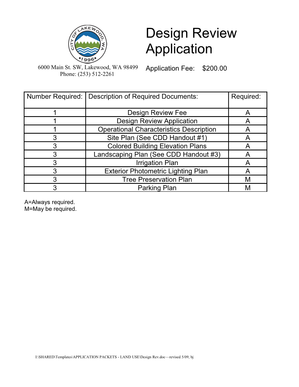 Community Design Review Application