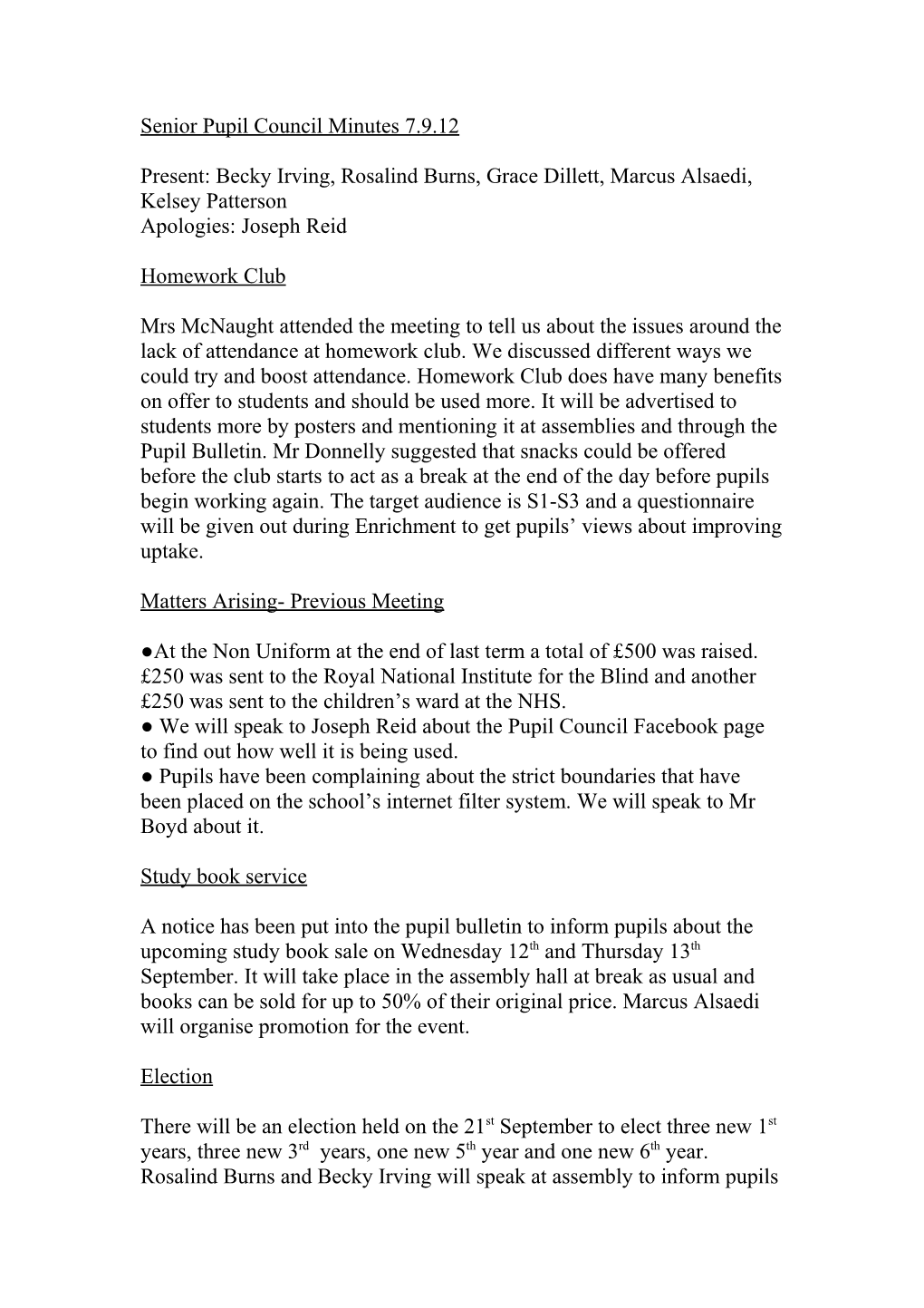 Senior Pupil Council Minutes 7