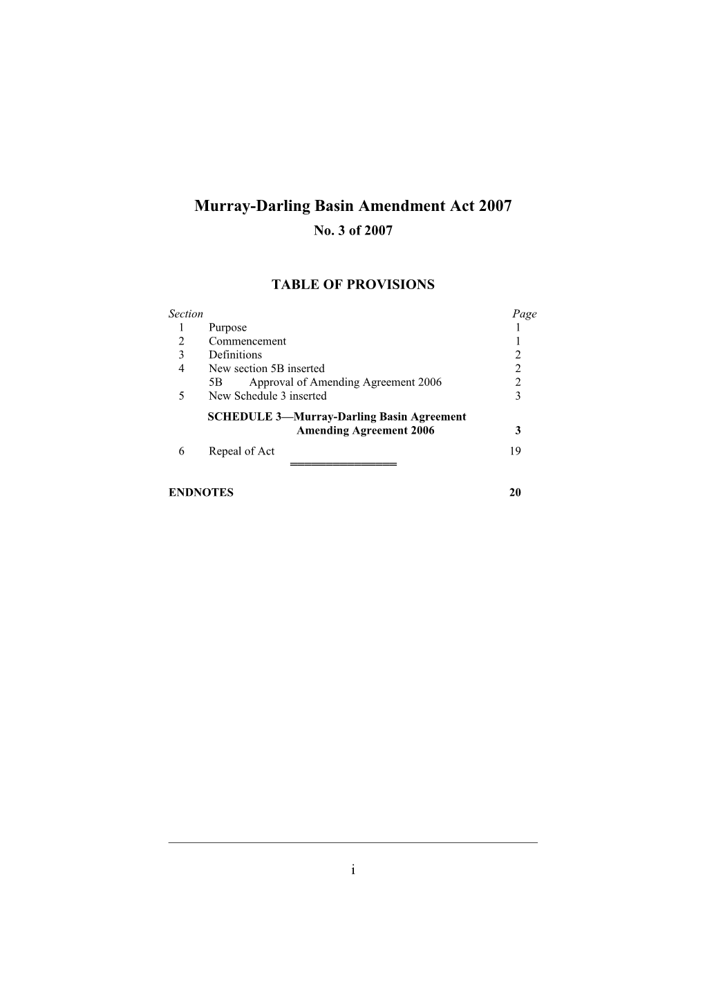 Murray-Darling Basin Amendment Act 2007