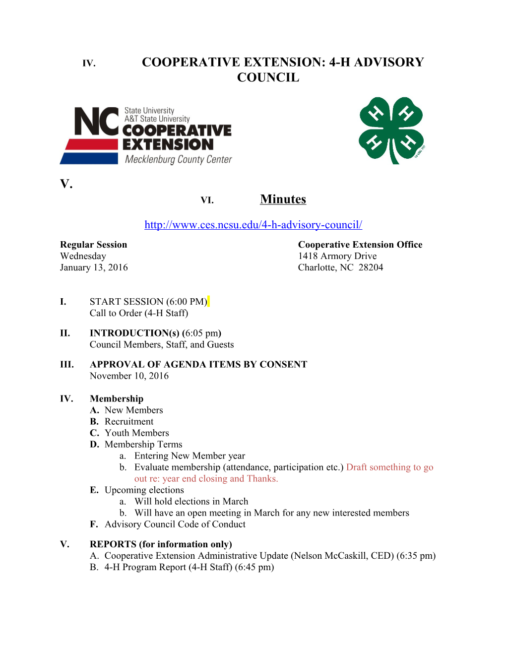 Cooperative Extension: 4-H Advisory Council