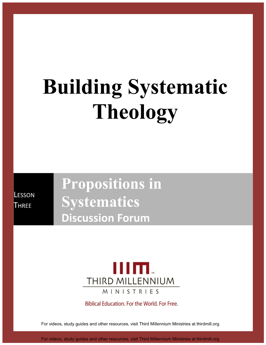 Building Systematic Theology Lesson 3 Discussion Forum