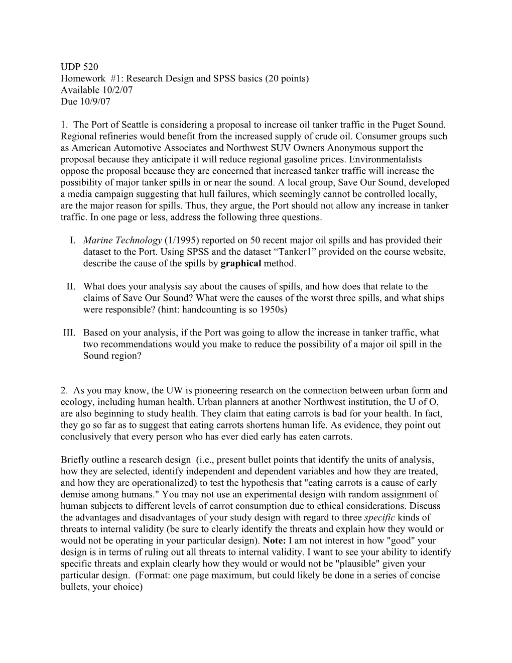 Homework #1: Research Design and SPSS Basics (20 Points)