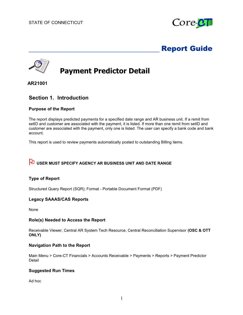 Payment Predictor Detail (AR21001)