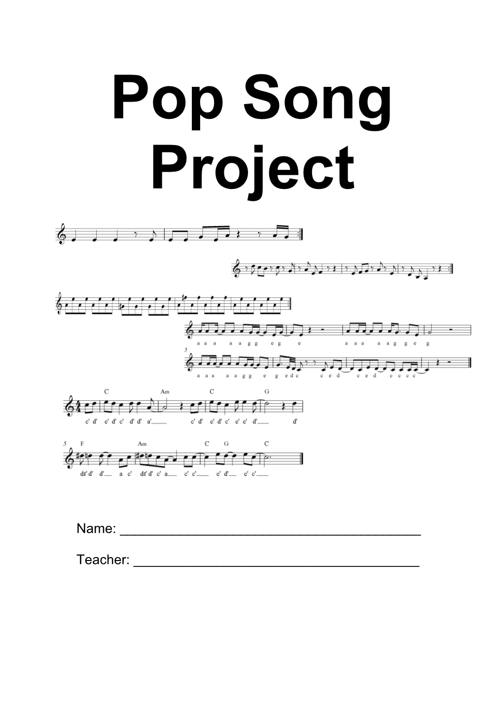 Pop Song Project