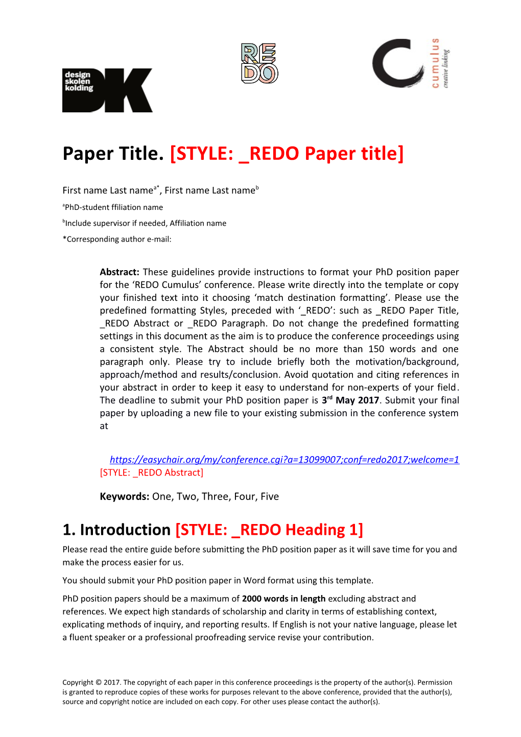 Article Title STYLE: REDO Running Head Odd