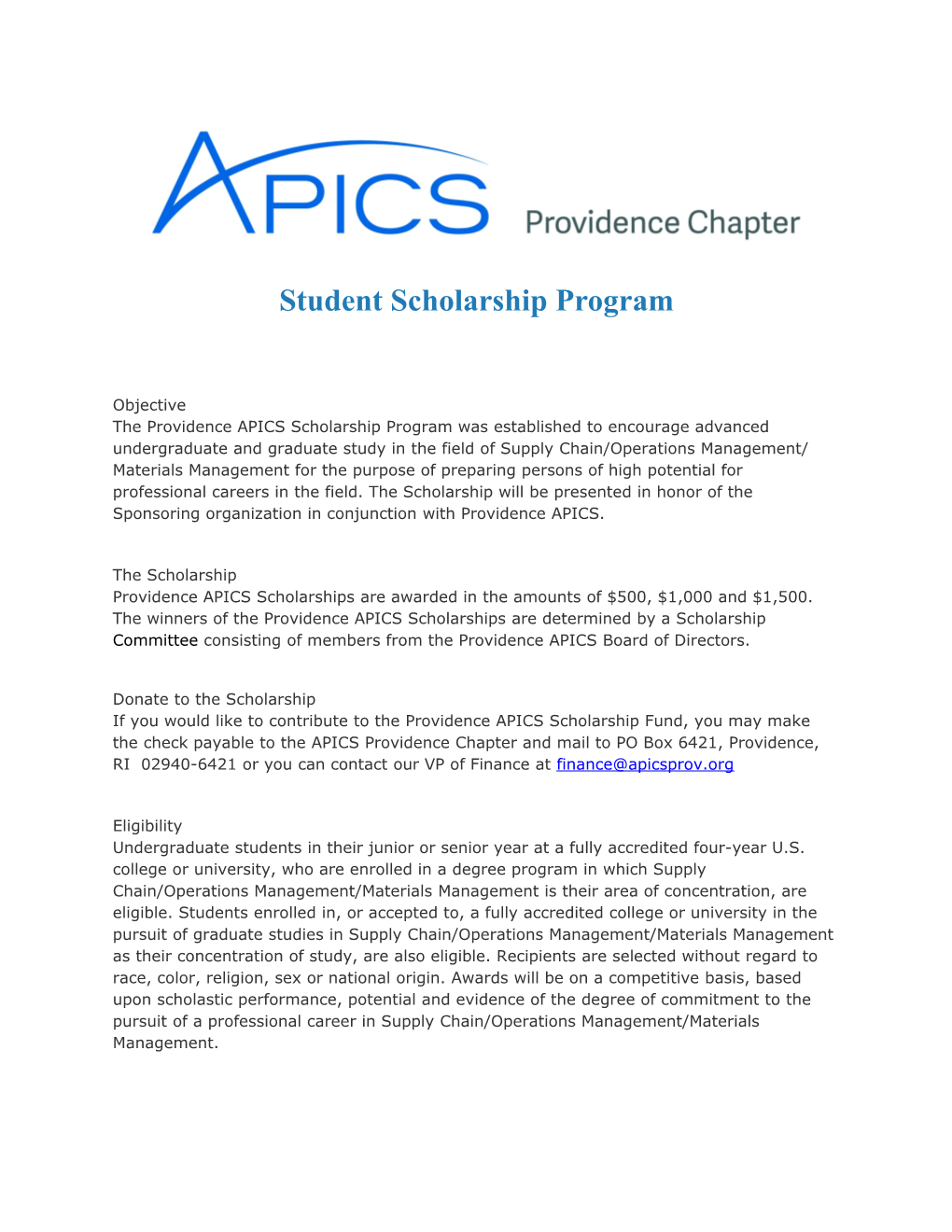 Student Scholarship Program