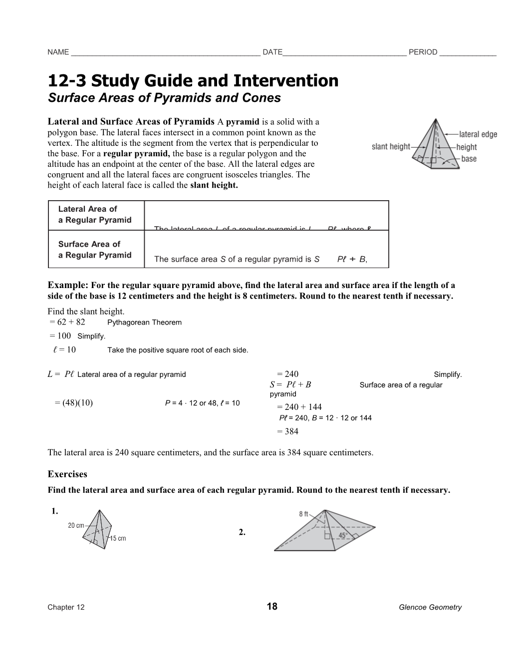 12-3 Study Guide and Intervention