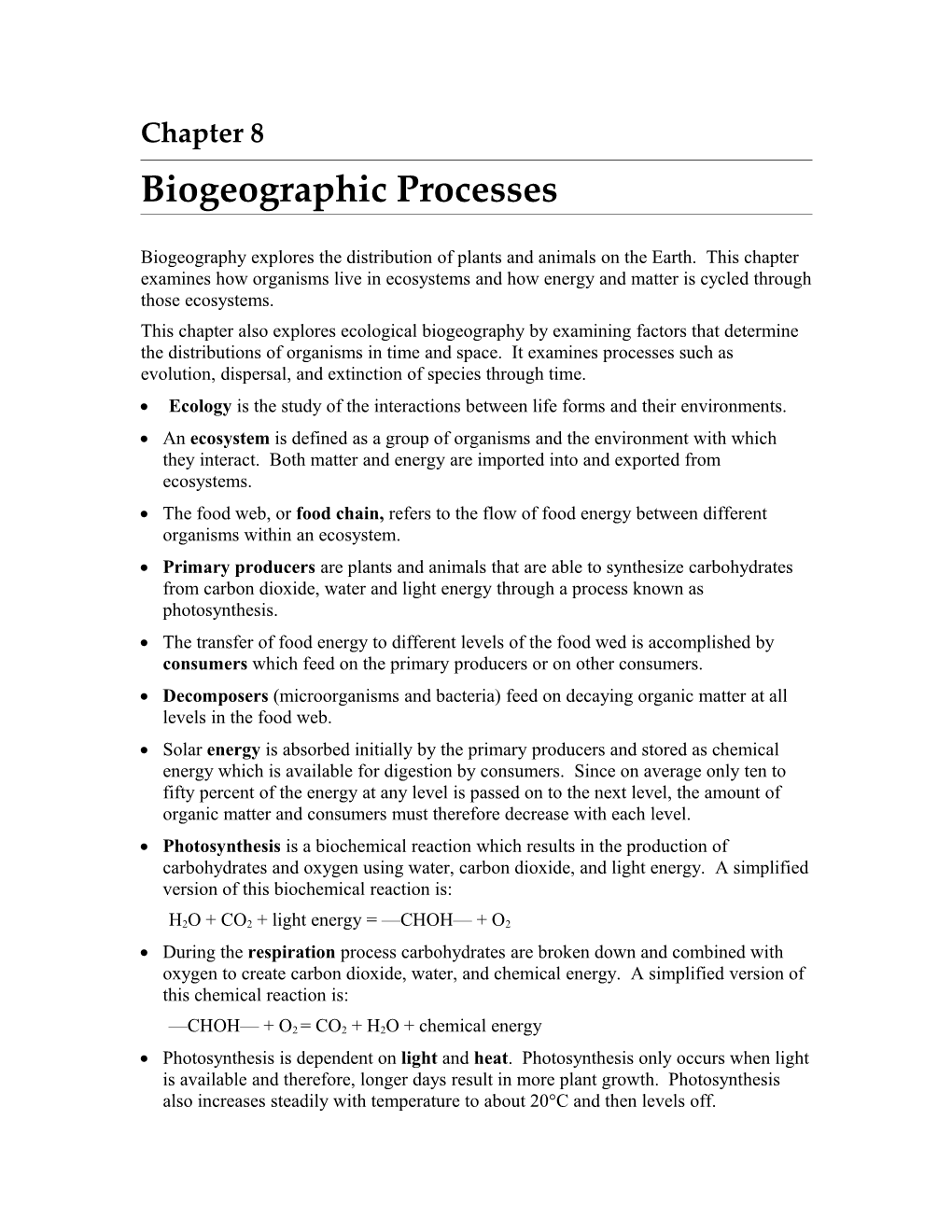Biogeographic Processes