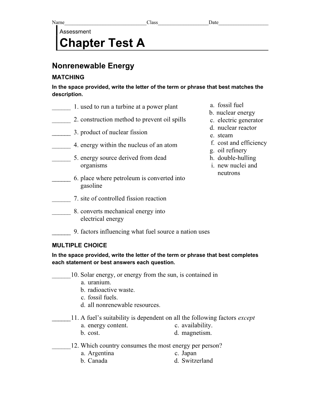 Nonrenewable Energy