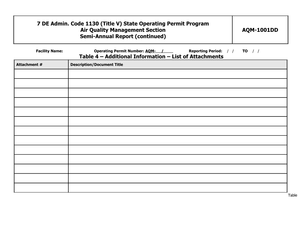 Table 4 Additional Information List of Attachments