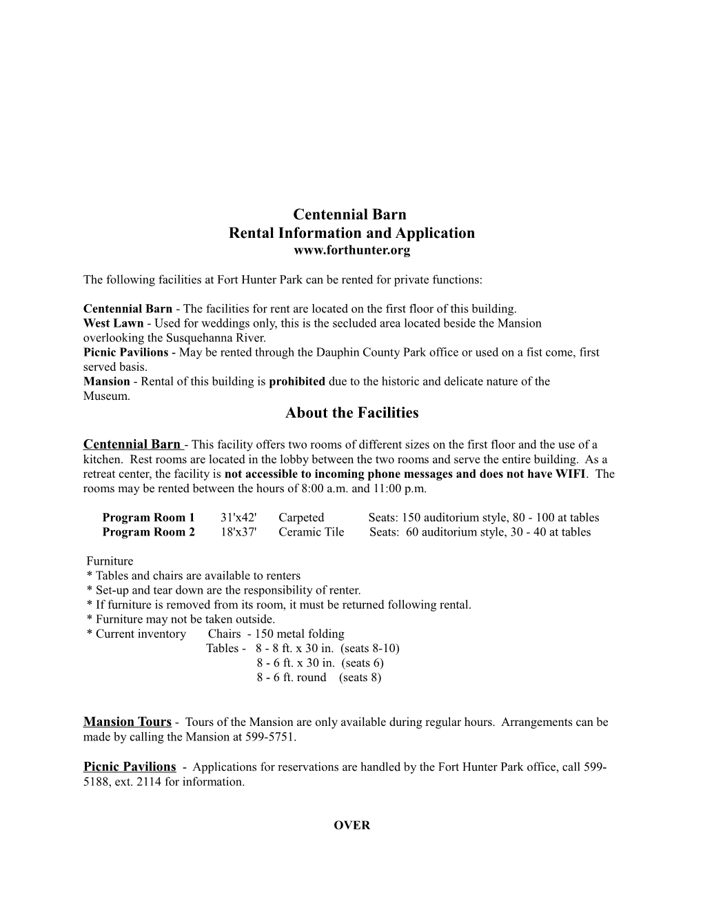 Rental Information and Application