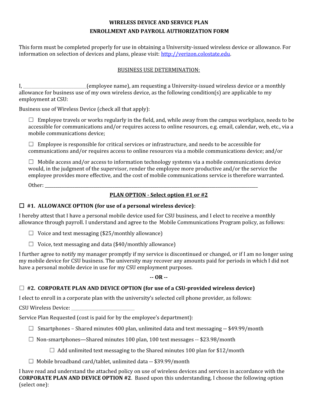 Wireless Device and Service Plan