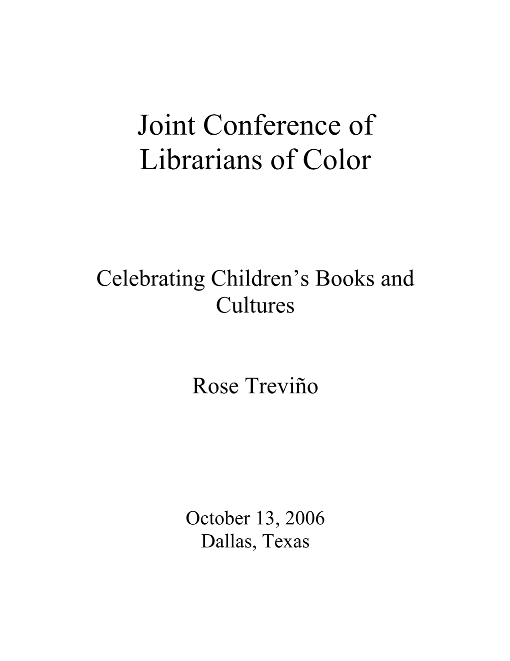 Celebrating Children, Books, and Cultures