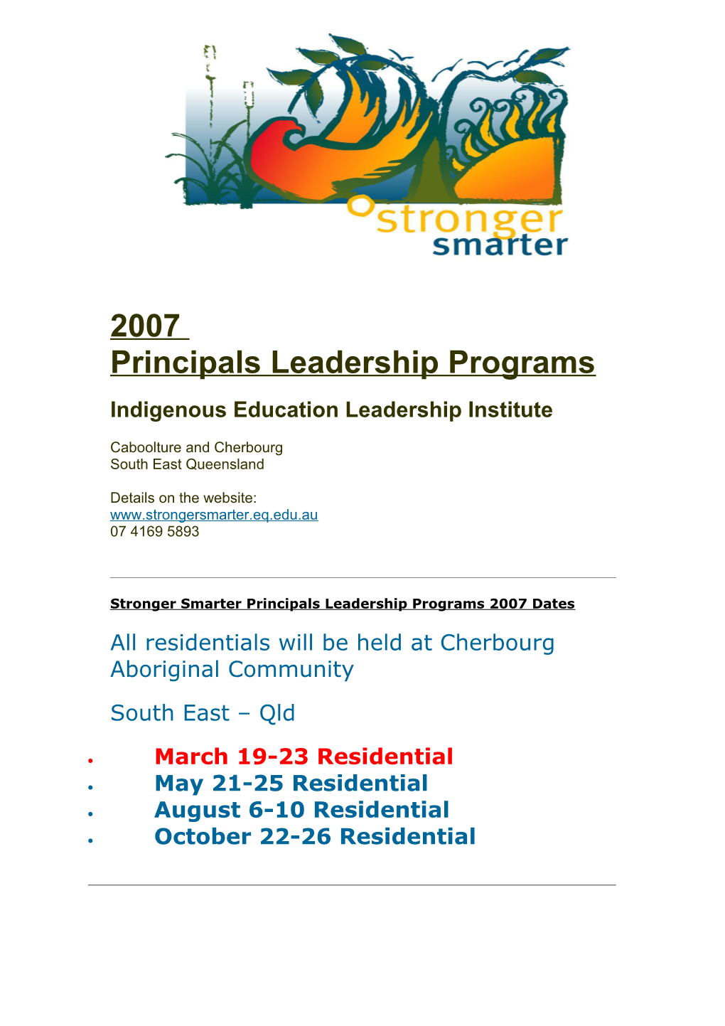 2007 Principals Leadership Program