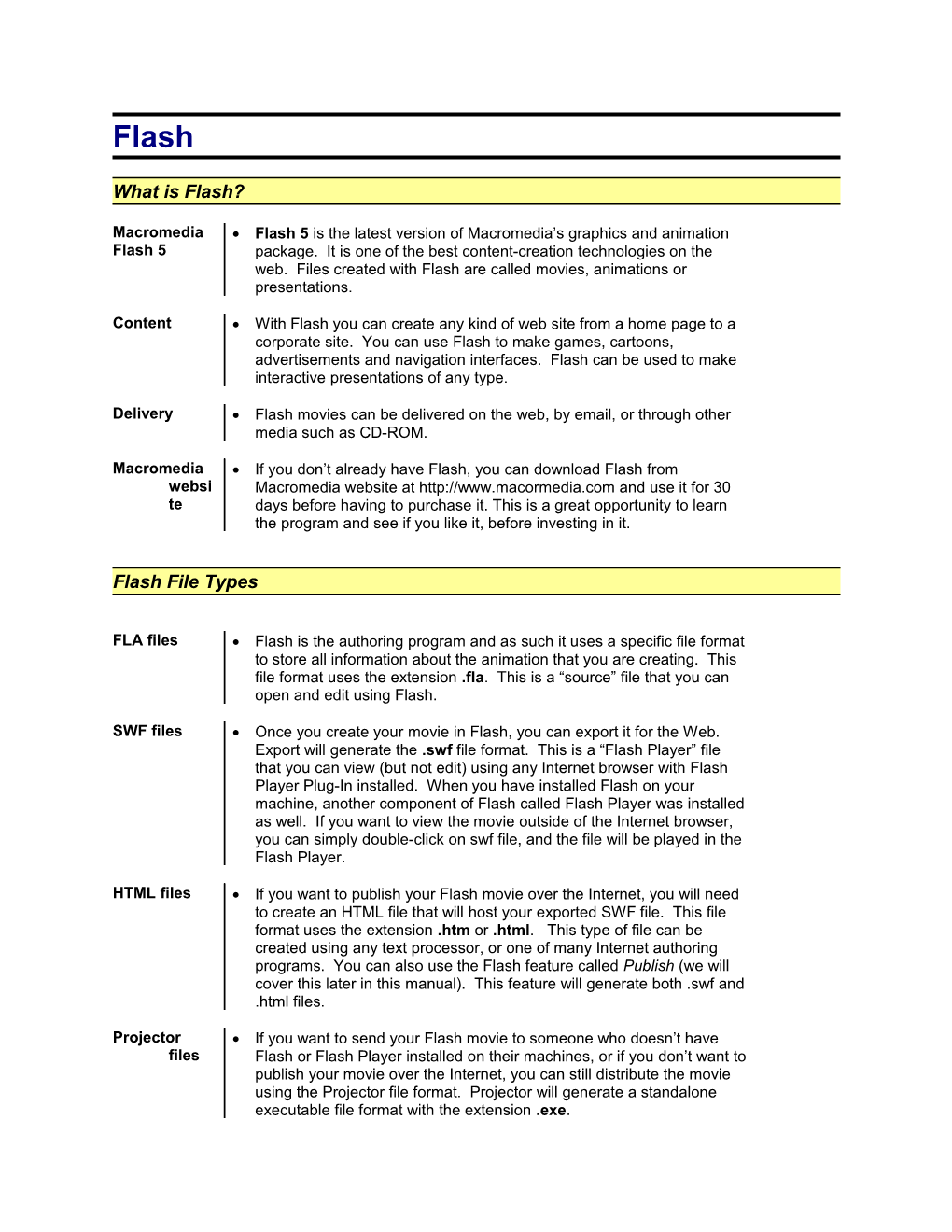 Macromedia Flash 5 Foundation Level Training Manual