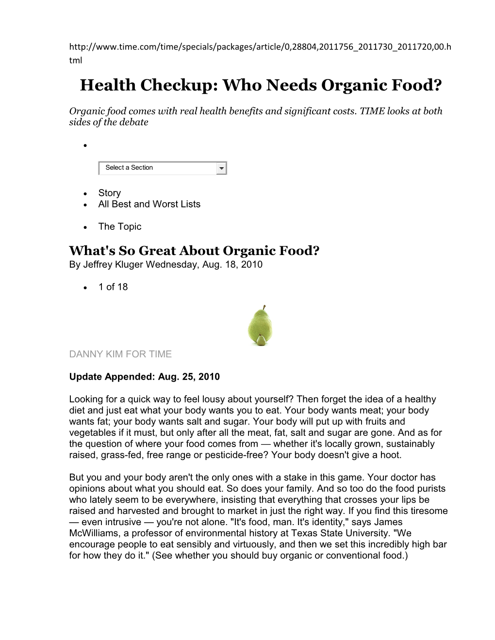 Health Checkup: Who Needs Organic Food?