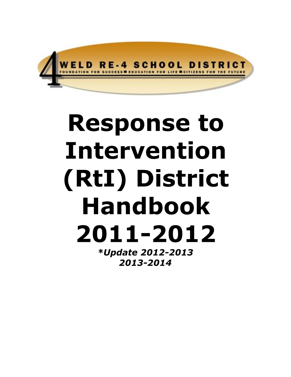 Response to Intervention (Rti) District Handbook