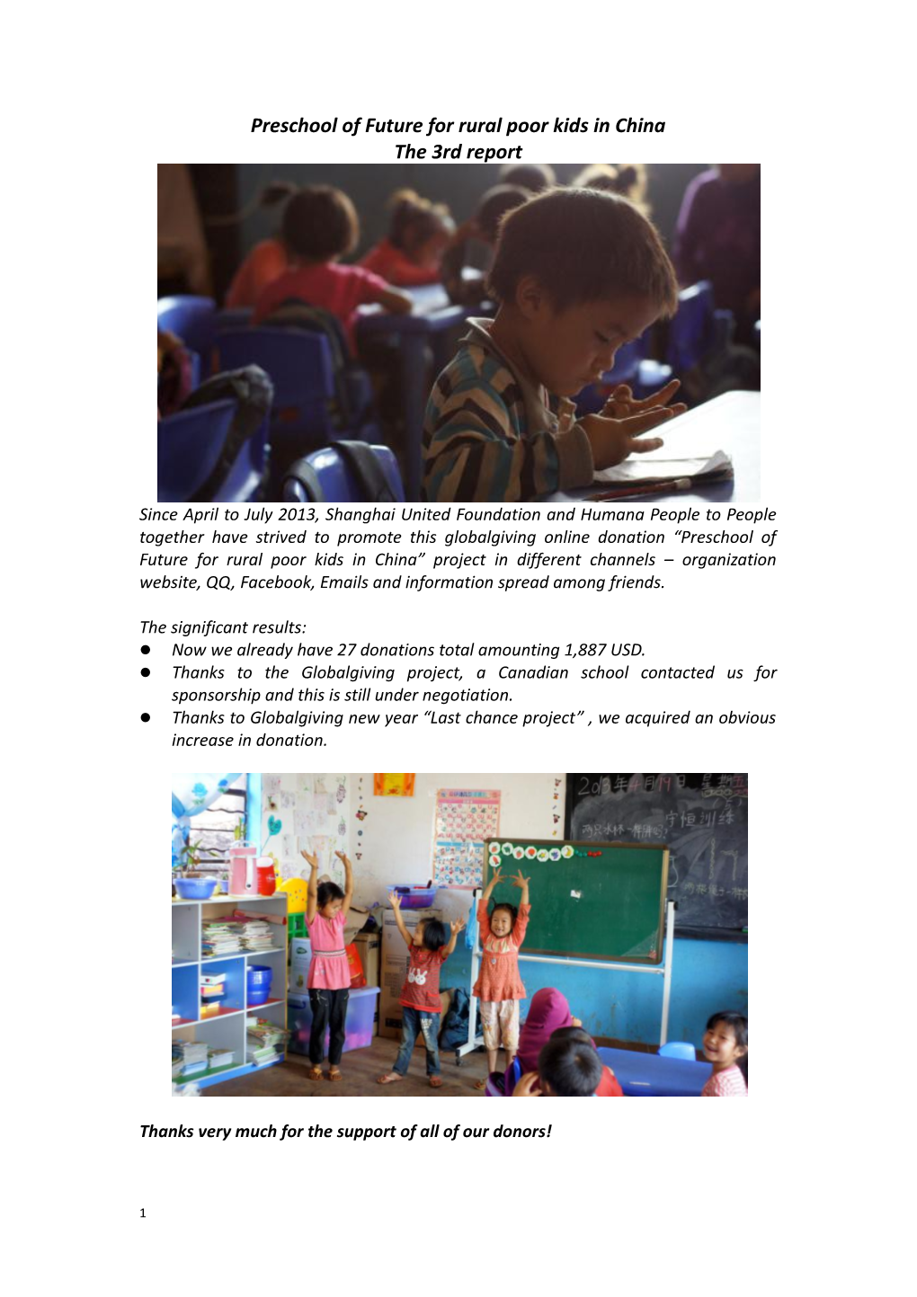 Preschool of Future for Rural Poor Kids in China