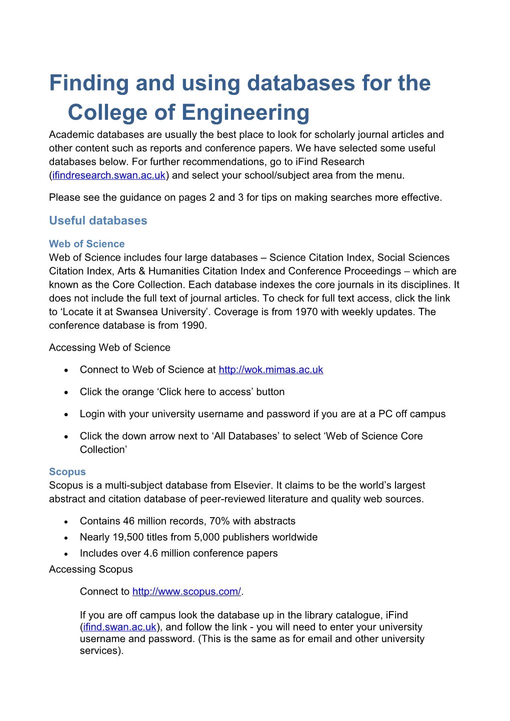 Finding and Using Databases for the College of Engineering